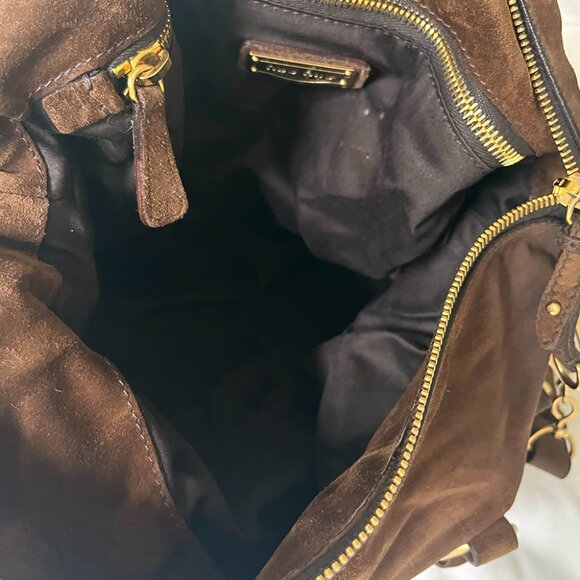 Miu Miu Brown Suede Bow Satchel Bag - Picture 5 of 8